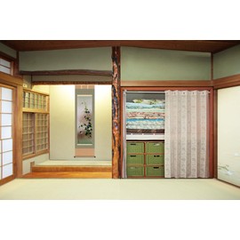 Accordion Curtain for Closet, Brown, Set of 2 Panels, Closet, Fusuma Sliding Door, Sliding Door, Door, Standing, Inconvenient, Mold, Breathable, Stylish, Self-Renovation, Convenient, Adjustable, Convenient, Arabesque