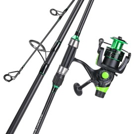 Sougayilang Surf Fishing Rod Combo IM8 Carbon 3 Piece Travel Spinning Rod with 4000 Size Spinning Reel - 12'
