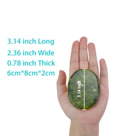 Windfulogo 4Pcs Hot Stone Massage Stones Set Green Jade Cold Rock Heated Warmer Stone for Spa Massage 2.36 x 3.14in (6x8cm)
