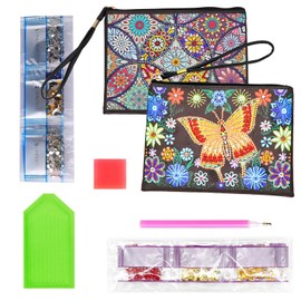 YdseozOA 2 Pieces 5D Diamond Painting Bags Set, Double Sided Small Cosmetic Bag, Purses, DIY Diamond Painting Cosmetic Bag, Diamond Art Bags, Diamond Craft Kit