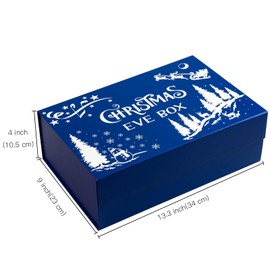WRAPAHOLIC 1 Pcs Christmas Gift Box with Lid - 13.3 x 9 x 4 Inches Red and White Christmas Eve Box Lettering Design Gift Box, Collapsible Gift Box with Magnetic Closure and 2 Pcs Tissue Paper