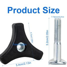 Lawn Mower Handle Knobs Nut Bolt, 2 Pcs Triangular Handle Fastening Screw Set Replacement, Lawn Mower Parts & Accessories, for Most Lawnmower Handle Parts Machine Power Equipment Part Garden Tools