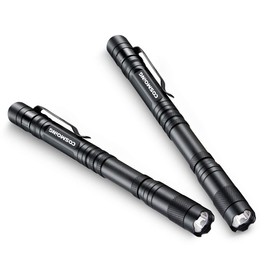 COSMOING Pen Flashlight, 3 Modes Small Pen Light Flashlight, Super Bright Powered by 2xAA Battery(Not Included) IP54 Waterproof with Pocket Clip Penlight for Emergency, Inspection, Medical -2 Pack