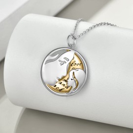 YFN Mother Daughter Necklace Sterling Silver Love You to the Moon and Back Pendant Mum Daughter Jewellery Birthday Mother's Day Gifts for Women Girls (Gold Moon)