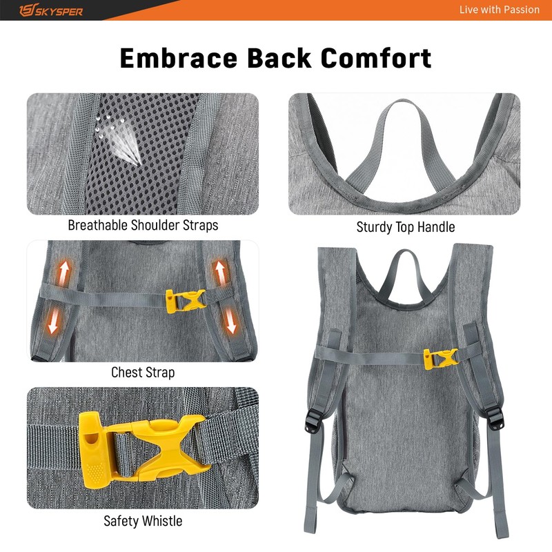 SKYSPER Men's 15L Foldable Hiking Backpack Small Daypack Daypack for