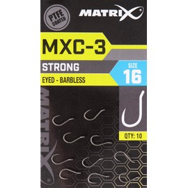 Matrix MXC-3 Size 18 Barbless Eyed Super Sharp PTFE Coated Hooks for Pellets Corn Boilies