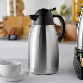 TrueCraftware- 1.5 Liter/ 51 oz Push Button Coffee Server Stainless Steel Interior & Exterior- Coffee Carafes for Hot Liquids Hot Water Urn Coffee Carafe Insulated Stainless Steel For Hot Drinks