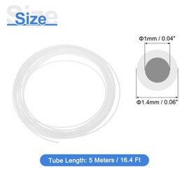 sourcing map 16.4ft PTFE Tubing Hose, 1mm IDx1.4 mm OD Insulating 3D Printer Hose Ultra-Smooth for 3D Printer Conveying Tubing, Clear