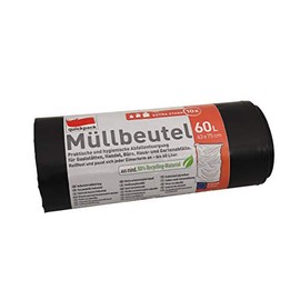 quickpack 70272 Organic Waste Bag, LDPE Polyethylene Made from 80% Recycled Material, Black, 63 x 70, 15