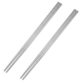 Titanium Chopsticks, 2 Pairs Metal Chopsticks Reusable Dishwasher Safe Japanese Korean Camping Chopstick 9 Inch Ultralight Pure Titanium for Home Travel Noodles and Sushi