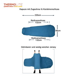 BROWINT Thermolite Schlafsack Liner mit 2 Reißverschlüssen, Mumie mit Kapuze & Rechteck für Camping; Schlafsack für Erwachsene für Hotel, Kissen pockek; Stretch-Thermo-Liner für kaltes Wetter