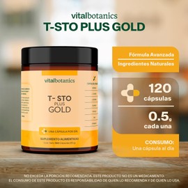 T-STO PLUS GOLD Suplemento a base de Vitamina D, Potasio, Zinc, L-Arginina, L-Taurina, Guaraná y Moringa Con 120 capsulas de 500mg