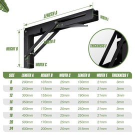 Vivikivi Folding Shelf Brackets - 4 Pcs 10 Inch Heavy Duty Collapsible Shelf Bracket, Wall Mounted Foldable Table Brackets for Bench Shelves, Space-Saving, Max Load: 440lbs