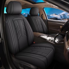 IKABEVEM Full Set Seat Covers Leather Car Seat Covers Fit for Hyundai Sonata 2007-2025 Waterproof and Anti Staining Auto Protector 2 Rows 5 Seats(Black)