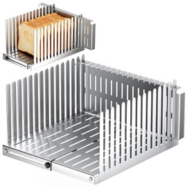 Bread Slicer for Homemade Bread - Upgrade Adjustable Stainless Steel Bread Cutter Board, Foldable Slicing Guide for Homemade Bread, Bagels, Toast, Bakery Kitchen Gadget Gift