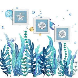 Ocean Theme Decoration, Beach Wall Art Decor, Wooden 3D Starfish Seashell Hanging Ornaments, Vintage Beach Decor for Home Bathroom Livingroom