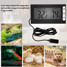 Simple Deluxe Digital Thermometer and Humidity Gauge with Remote Probes for Brooder Reptiles Terrarium, 10 Pack, Black