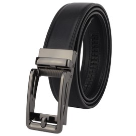 Masters & Stylists Men's Belt in Brown/Black, Leather Belt Men with Automatic Buckle without Holes, Elegant Automatic Belt, with Gift Box, Width 3.5 cm, Length 110 cm or 120 cm, Black 02.1