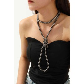 GAOKOXI Navajo Pearl Bow Necklace Western Beaded Layered Pendant Necklace for Women Cowgirl Trendy Jewelry Christmas