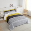 Black Grey Striped Comforter Set, Ombre Yellow Stripes Bedding Set