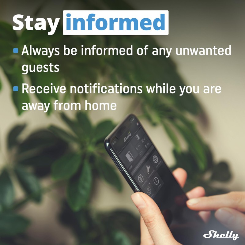 Shelly Blu Door/Window Black - Smart Bluetooth-Operated Montion Sensor Alarm,