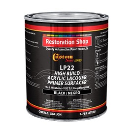 Custom Shop Premium 1K High Build Black Acrylic Lacquer Primer Surfacer, 1 Gallon - Fast Filling, Drying, Easy Sanding, Excellent Adhesion, Apply Over Metal Steel, Body Filler Putty Automotive Industrial