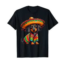 Funny Dachshund Cinco De Mayo Cute Mexican Dog Sombrero T-Shirt for Men Women Kids