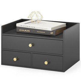 Xadgve Bamboo Desk Organizer - Stackable, No Assembly Required, Ideal for Office/Home Use - Perfect for Toiletries, Stationery, Accessories. (Black, Fence three Desk Organizer)