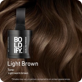 Boldify BOLDIFY Hairline Powder (LARGE, 10g) - Root Touch Up Hair Color for Gray Coverage - Bald Spot Concealing Hair Powder for Women & Men - 48-Hour Stain-Proof - Light Brown