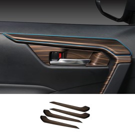 ERIDANUS Auto Accessories Fit for RAV4 2024 2023 2022 2021 2020 2019 Interior Door Molding Strip Decor Trim (Peach Wood Style) ABS 4 PCS