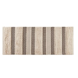 INK+IVY Bath Rug Hand-Woven Texture Shaggy Striped Soft & Water Absorbent, Boho Bathroom Décor Bath-Mats, Non-Slip Absorbent Quick Dry Mats for Tub, Shower Room, Asher, 20x32, Black 1 Piece