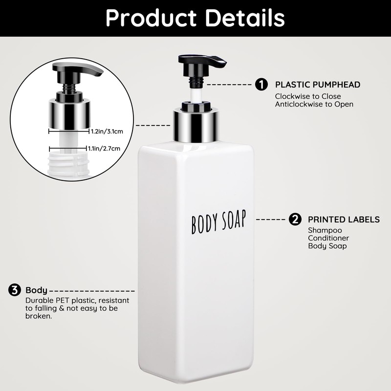 Segbaeuty Pump Bottle 500 ml, Pack of 6 Soap Dispensers