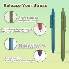 ZGQHZR Gel Pens 5-Pack Quick-Dry Smudge-Resistant Ink, Writing Tools for School, Office, Creative Projects | Aesthetic Gift Set for Students/Teachers/Nurses/Professionals (Vintage Color)