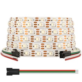 BTF-LIGHTING SK6812 RGBW IC 4-in-1 LED Strip Individually Addressable DC12V 5M 60LEDs/m 5050SMD RGB + Warm White 3000K 4 Colours in 1 White PCB Dream Colour Flexible IP65 for DIY Decoration (Strips