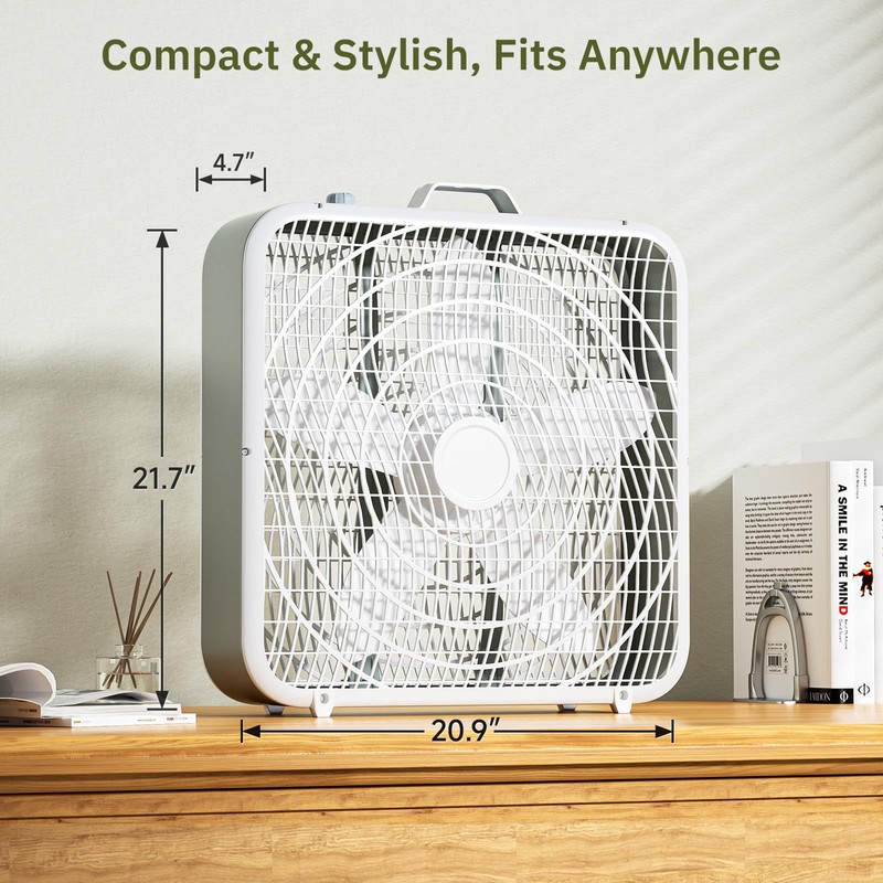 Simple Deluxe 20” Box Floor Fan, 3-Speed Cooling Fan with