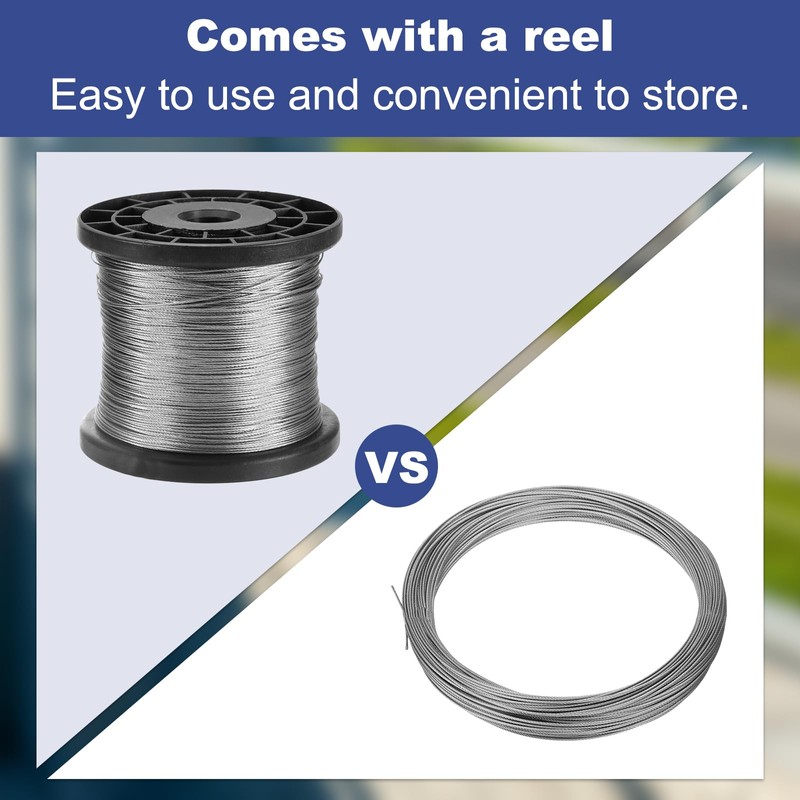 uxcell 1/32" (0.8mm) 1000ft (305m) 304 Stainless Steel Cable Wire