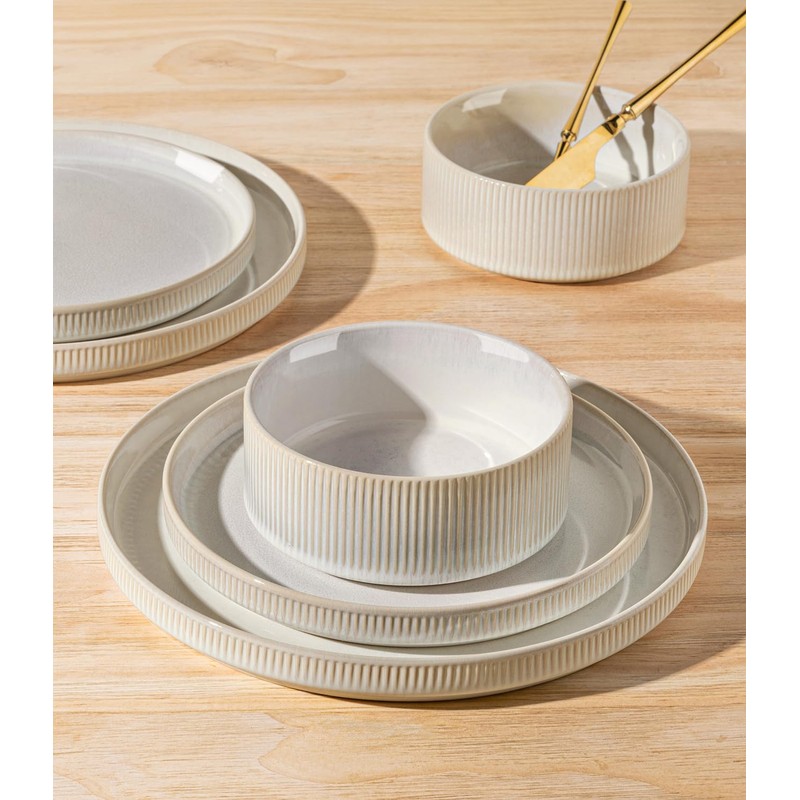 TheTerra Ceramic Dinnerware Sets for 4, 12 Pieces Porcelain Lightweight