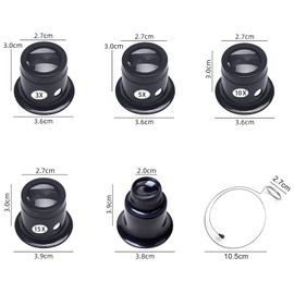 HENGBIRD Uhrmacherlupe 3x/5x/10x/15x/20x Juwelierlupe Mit Lupe Stahlring, Uhrmacher Auge Okular, Lupenbrille Monokular uhrmacher Lupe augenlupe für Schmuck,Diamanten,Uhr Hobby,Schmuck,Uhrmacher