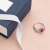 PEORA Created Ruby Heart Ring for Women in Sterling Silver,