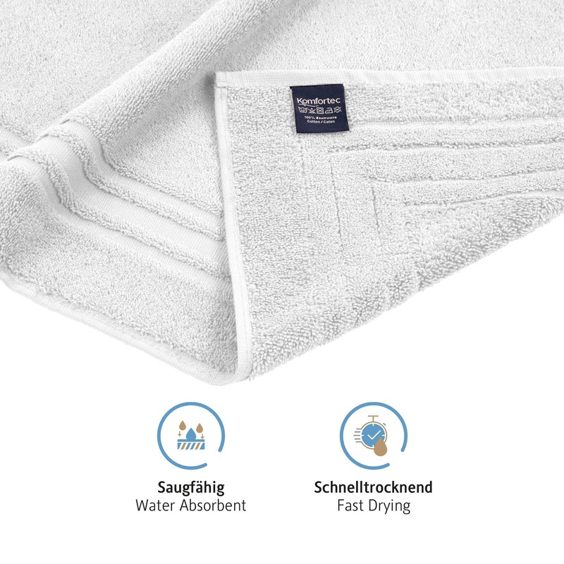 Komforttec 2-Piece Bath Mat Set, Terry Cloth Shower Mat, Washable