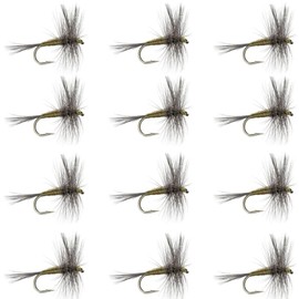 The Fly Fishing Place Blue Winged Olive BWO Classic Trout Dry Fly Fishing Flies - Set of 12 Flies Size 14 - One Dozen
