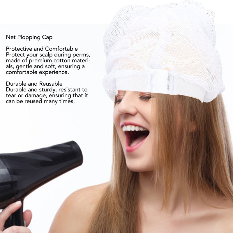 2Pcs Net Plopping Cap Adjustable Strap Reusable Drying Curly Hair