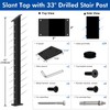 Gyykzz Stair Cable Railing Post 42"x2"x2", Slant Fixed Top Stainless