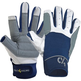 crazy4sailing Sailing Gloves Men & Women Cruising Navy L - Comfortable Short Fingers for Sailing, Kayaking & Cycling - Soft Amara Leather - The Ideal Allrounder for Cruise Sailors