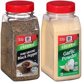 McCormick Organic Pure Ground Black Pepper and Garlic Powder Bundle, 16.75 oz