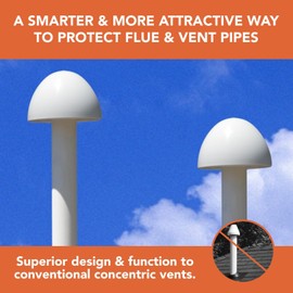 E-CAP321 PVC Vent Cap for Furnace Flue Pipe | Hemispherical GELOY CR7520 Resin Cover | Keep Small Animals Out of Exterior Vent Outlets | Exhaust Vent Cap Fits PVC Flue Pipes 1.5",2",&3"| Pack of 6
