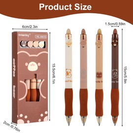 CRESZZLE Erasable Ballpoint Pen Set, Pack of 4, Cute Bear Design, Erasable Ink Eraser, Blue, 0.5mm Refill, Eraser Pen, Aesthetic Rollerball Erasable
