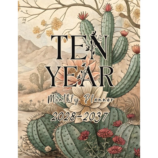 2028-2037 Ten Year Monthly Planner: Floral 10 Year Calendar Organizer
