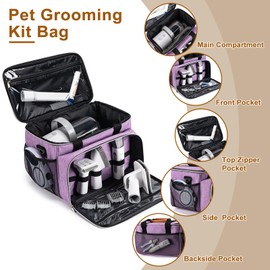 BABEYER Dog Grooming Vacuum Bag, Pet Grooming Kit Bag Perfect for Dog Hair Vacuum & Grooming Tool Kit Accessories- Purple
