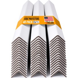 Paclord 24" x 2" x 2" Reinforced Cardboard Edge Protectors, White (Pack of 48) – 0.225" Thick Extra Heavy-Duty Cardboard Corner Protectors – American Quality V-Board Pallet Edge Protectors